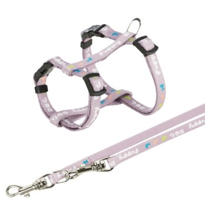 Garnitura za štence am + povodac M-L 27-45 cm 2 m lila