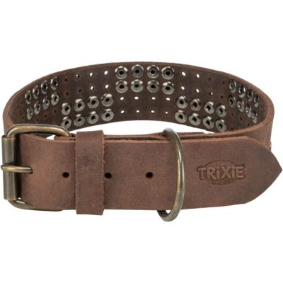 Rustik kožna ogrlica S M 34 40 cm / 30 mm tamno braon