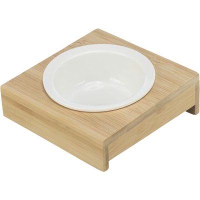 Set keramičkih činija na stalku od bambusovog drveta 0.25 l 12 cm 15x5x15 cm bela činije