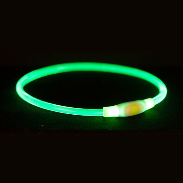 Svetleća ogrlica USB S-M 40 cm / 8 mm zelena