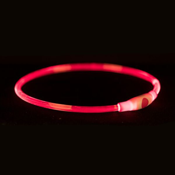Svetleća ogrlica USB L-XL 65 cm / 8 mm crvena