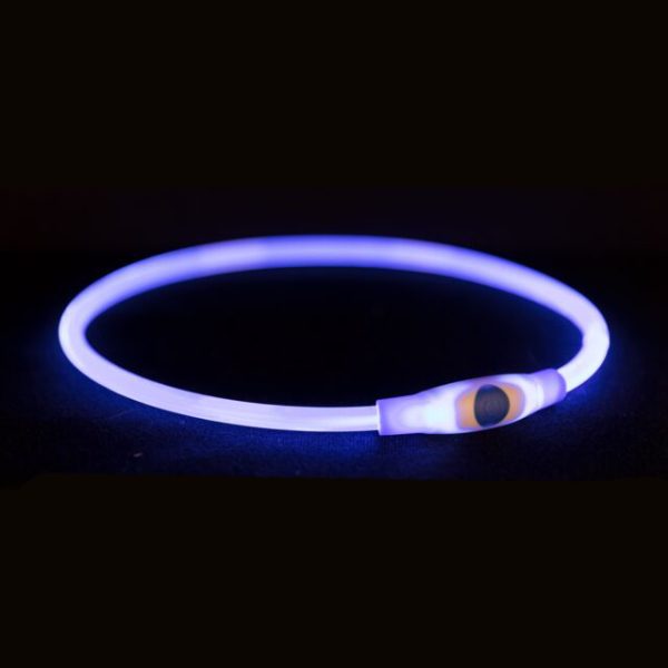 Svetleća ogrlica USB S-M 40 cm / 8 mm plava