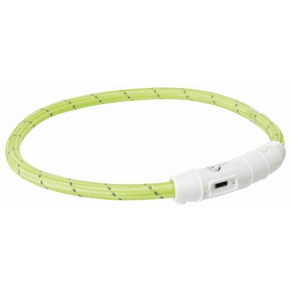 Svetleća ogrlica USB XS-S 35 cm / 7 mm zelena