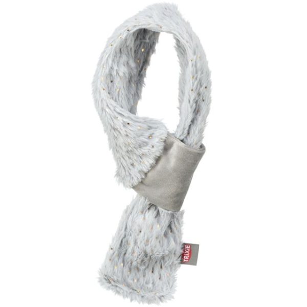 Xmas šal pliš L 90 cm sivi