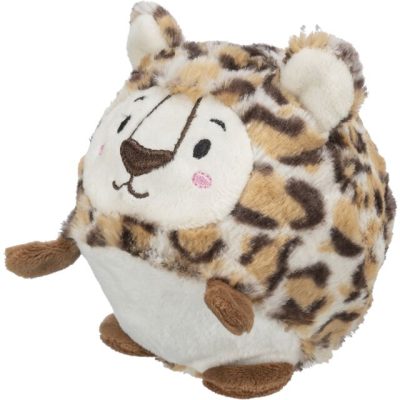 Leopard gumena lopta sa zvukom obložena sa plišom 13 cm