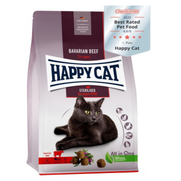 Happy Cat za sterilisane mačke govedina 10 kg